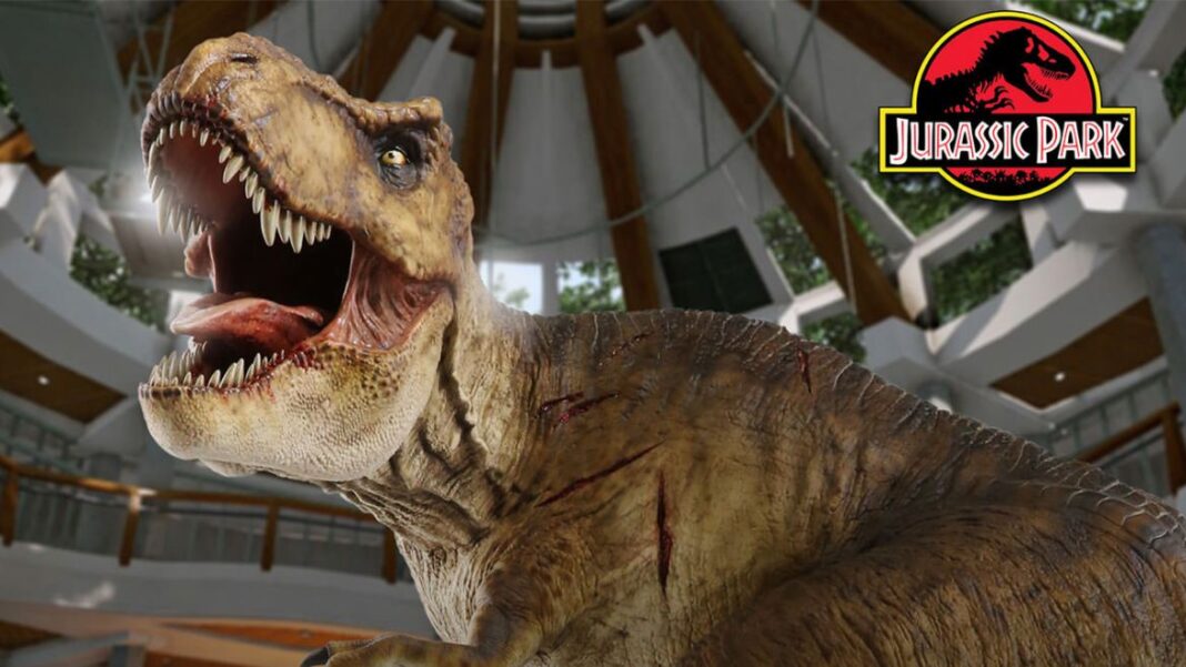 jurassic park t rex statua